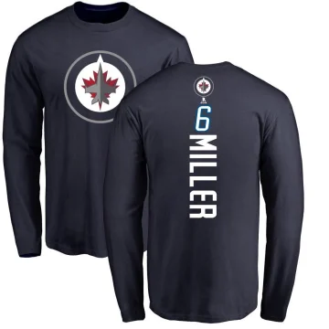 Colin Miller Men's Winnipeg Jets Backer Long Sleeve T-Shirt - Navy