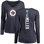 Colin Miller Women's Winnipeg Jets Backer Long Sleeve T-Shirt - Navy