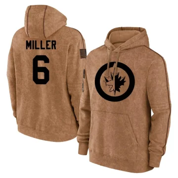 Colin Miller Youth Winnipeg Jets 2023 Salute to Service Club Pullover Hoodie Brown