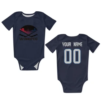 Custom Winnipeg Jets   Infant & Newborn Bodysuit  - Navy