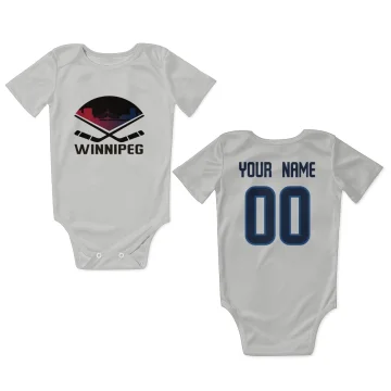 Custom Winnipeg Jets   Infant & Newborn Bodysuit  - White