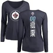 Custom Women's Winnipeg Jets Branded Backer Long Sleeve T-Shirt - Navy