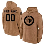 Custom Youth Winnipeg Jets 2023 Salute to Service Club Pullover Hoodie Brown