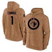 Eric Comrie Men's Winnipeg Jets 2023 Salute to Service Club Pullover Hoodie Brown